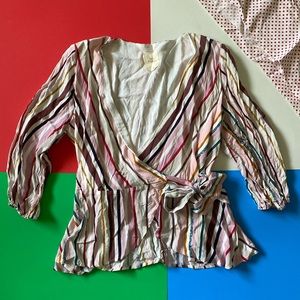 BOGO free [francesca’s] striped wrap blouse